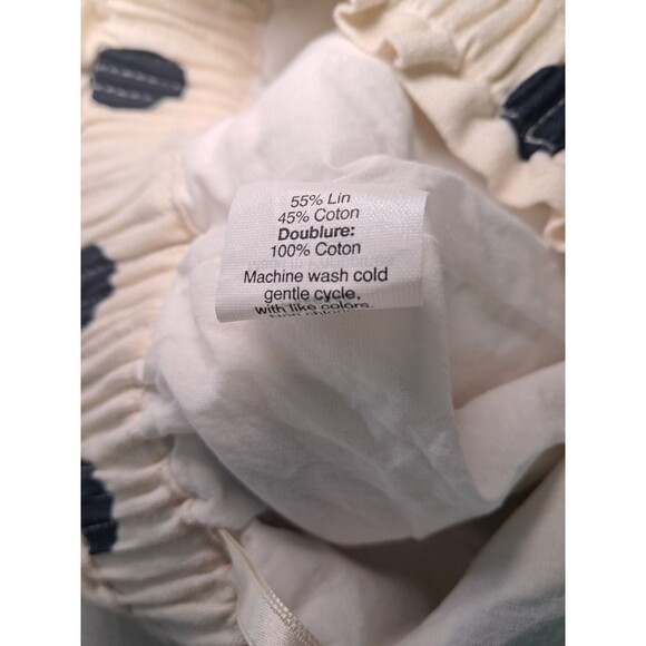 J. Crew Polka Dot Pull On Skirt Elastic Waist Linen Blend Cream Black Size 00 - Picture 10 of 10